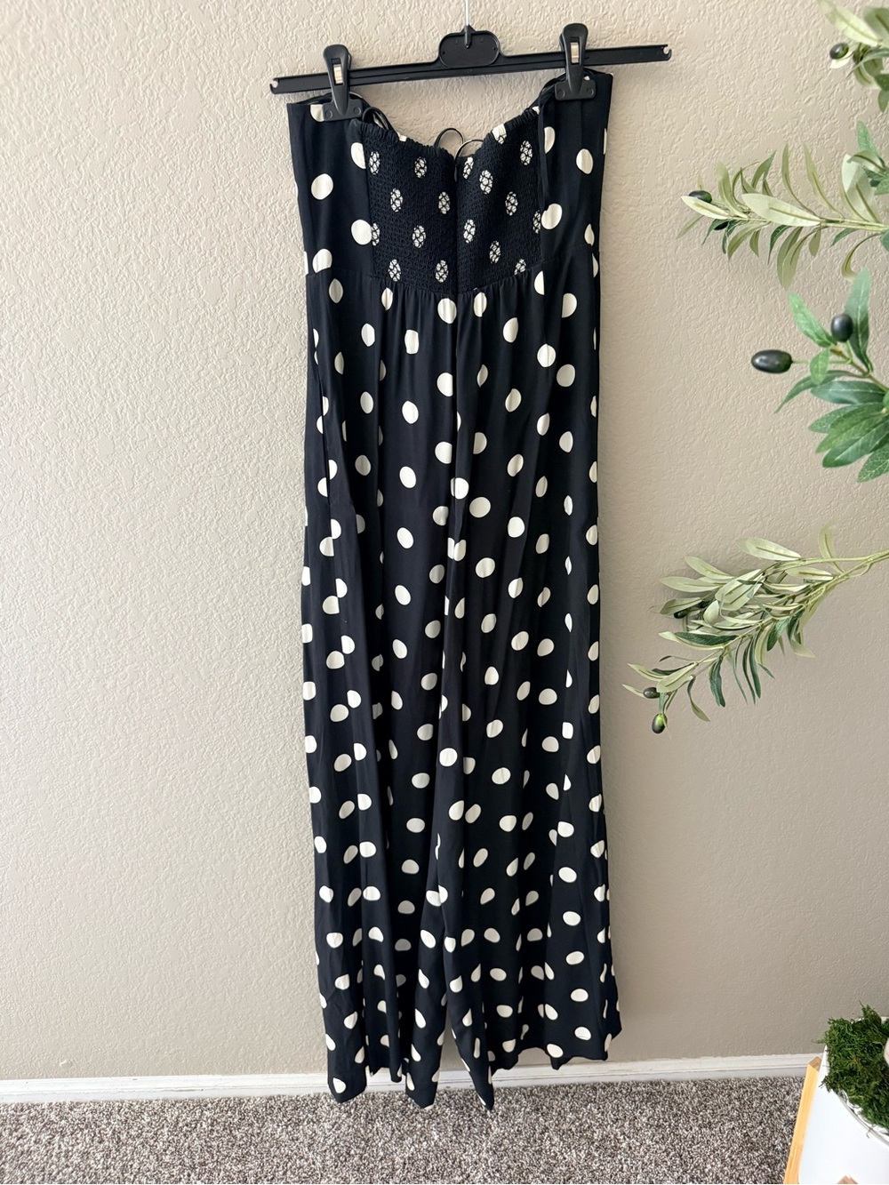 Anthropologie Black & White Polka Dot Strapless Wide-Leg Jumpsuit (worn once) - Picture 6 of 6